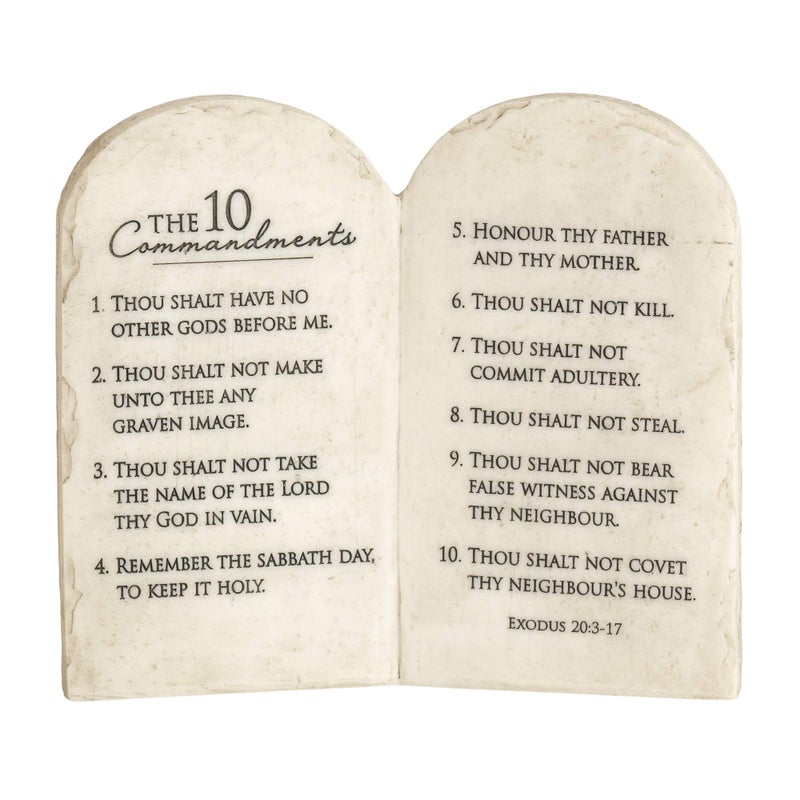 Dicksons 10 Commandments Whitewash Stone Tablet 6 x 6.5 Resin Decorative Wall and Tabletop Sign Plaque - Image 1